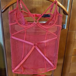 Fredrick's Of Hollywood Sexy Chamise Red Mesh NWOT